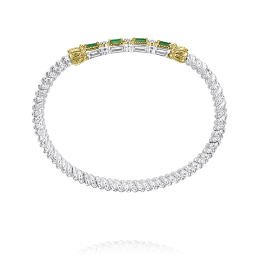 Sterling Silver & Yellow Gold Diamond & Tsavorite Garnet Bracelet by VAHAN