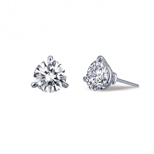 Sterling Silver Platinum 4.00cttw Simulated 3 Prong Martini Studs