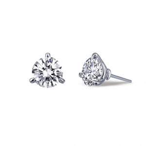 Sterling Silver Platinum 4.00cttw Simulated 3 Prong Martini Studs