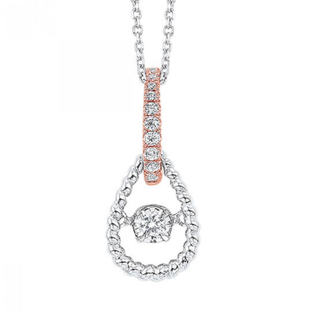 10K White & Rose Gold and Diamond Rhythm of Love Pendant Necklace