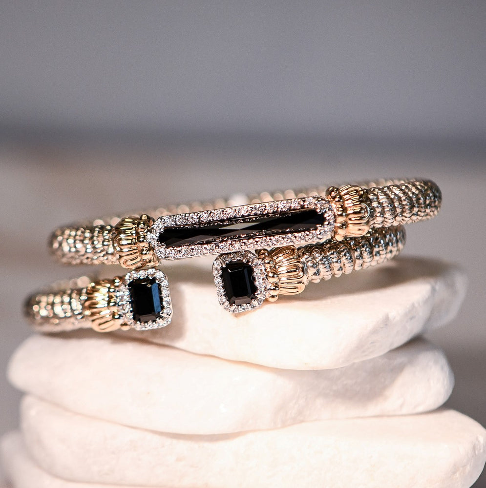 Sterling Silver & Yellow Gold Diamond and Black Onyx Bracelet by VAHAN