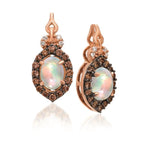 14K Strawberry Gold Opal, Chocolate & Vanilla Diamond Earrings by LeVian