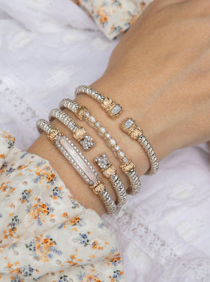 Sterling Silver & Yellow Gold Diamond & Mother of Pearl Band Bracelet by VAHAN