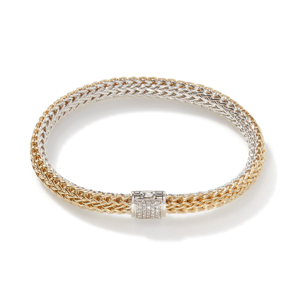 Classic Chain Sterling Silver and Gold Reversible Diamond Bracelet by John Hardy