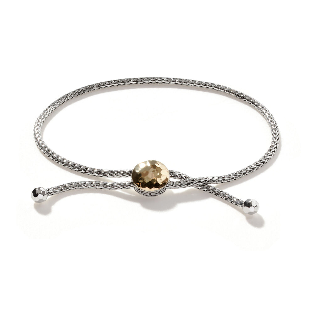 Classic Chain Hammered 18K Yellow Gold & Sterling Silver Pull-Through Bracelet by John Hardy