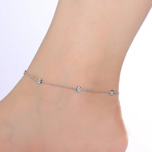Sterling Silver and Simulated Diamond Bezel Station Anklet by Lafonn
