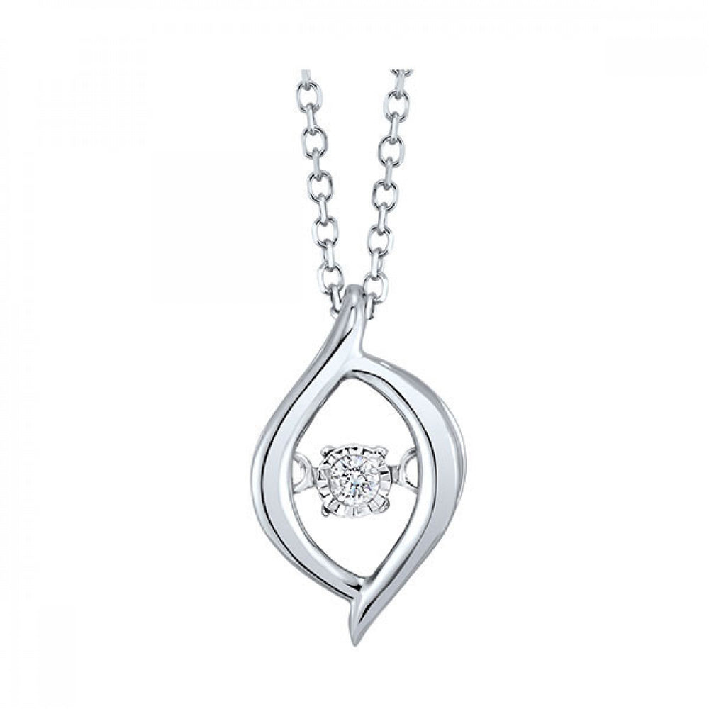 10K White Gold 0.02ct H/I SI Rhythm of Love Diamond Pendant Necklace