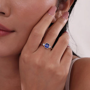 SS/PT 0.98cttw Simulated Diamond & Lab Grown Sapphire Ring