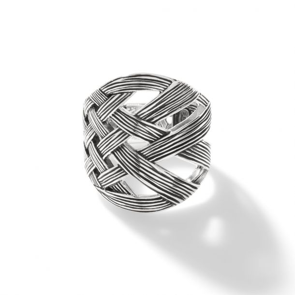 John Hardy Bamboo Woven Sterling Silver Band Ring