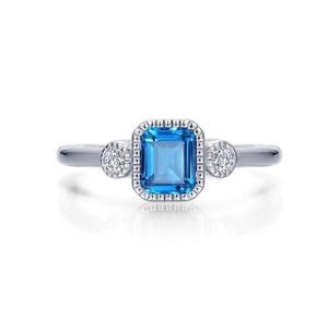 SS/PT 0.98cttw Simulated Diamond & Simulated Blue Topaz Ring