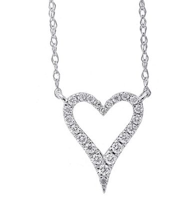 10K White Gold 0.10cttw H/I SI Diamond Heart Necklace