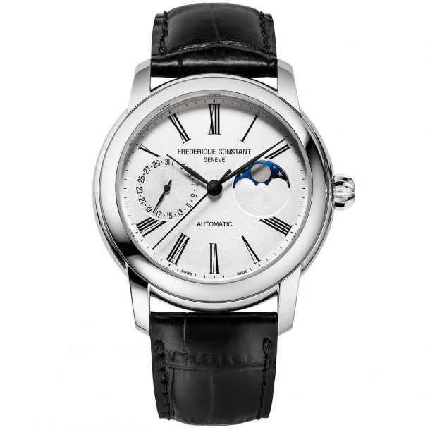 Frederique Constant Classic Moonphase Manufacture Black Leather Strap Watch