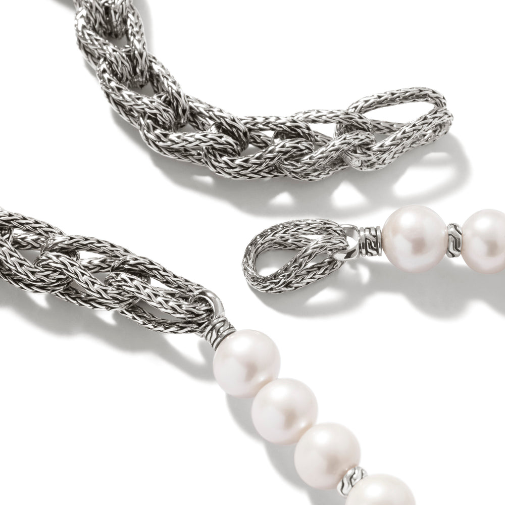 Asli Classic Chain Link 10.5mm Necklace with 9.5-10mm Cultured Fresh Water Pearl 18" by John Hardy