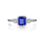SS/PT 0.98cttw Simulated Diamond & Lab Grown Sapphire Ring