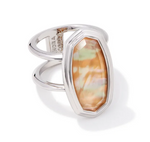 Dani Silver Plated Framed Cocktail Ring Golden Abalone Sz 5 by Kendra Scott