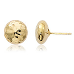 14K Yellow Gold 10mm Hammered Dome Stud Earrings