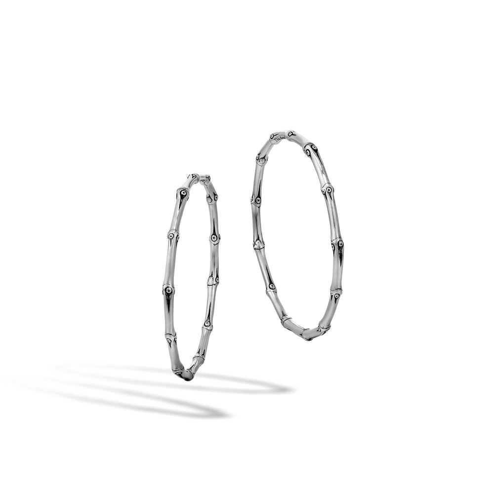 Bamboo Heritage Silver Large Hoop Earrings with Full Closure by John Hardy