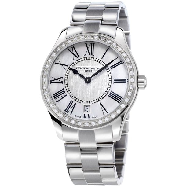 Classics Quartz Stainless Steel & Diamond Mother-of-Pearl Watch by Frederique Constant