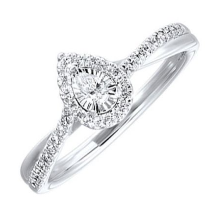 Pear Shaped Diamond Engagement Ring with Twist Band