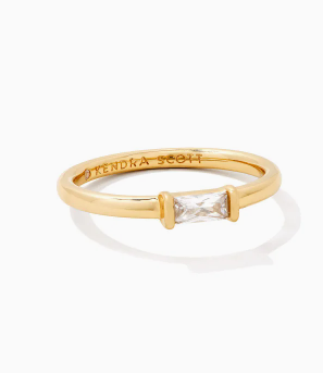 Juliette Gold Plated  Band Ring White Crystal Sz 7 by Kendra Scott
