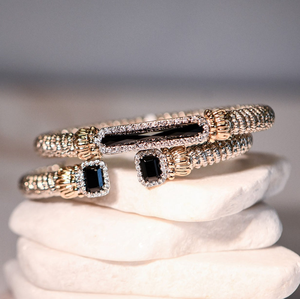 Sterling Silver & Yellow Gold Diamond and Onyx Bracelet by VAHAN