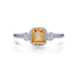 SS/PT 0.98cttw Simulated Diamond & Simulated Yellow Topaz Ring