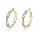 Yellow Gold Plated Paperclip Hoop Earrings by Lafonn