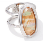Dani Silver Plated Framed Cocktail Ring Golden Abalone Sz 7 by Kendra Scott