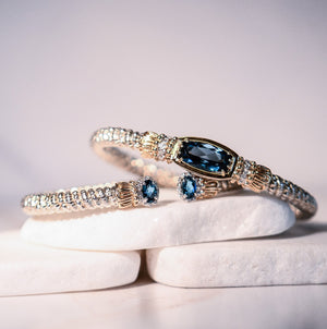 Sterling Silver Blue Topaz and Diamond Bracelet by VAHAN