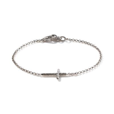 Essentials Silver 2mm Mini Rolo Chain Cross Bracelet with Lobster Clasp Sz M by John Hardy