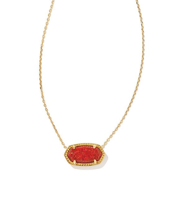 Elisa Gold Plated Red Kyocera Opal Pendant Necklace by Kendra Scott