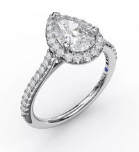 14K White Gold 1.03ct H I1 Pear Center & 0.34cttw G/H VS Diamond Halo Engagement Ring