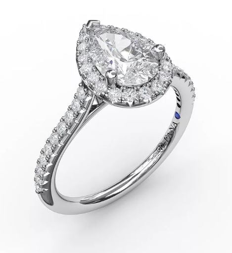 14K White Gold 1.03ct H I1 Pear Center & 0.34cttw G/H VS Diamond Halo Engagement Ring