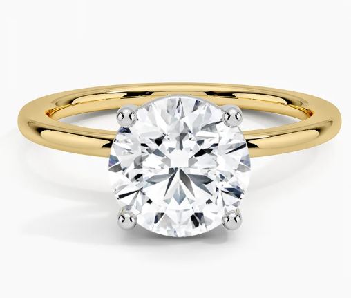 LAB GROWN 14K Yellow Gold 0.75ct VS1 E Round Brilliant Cut Diamond Engagement Ring