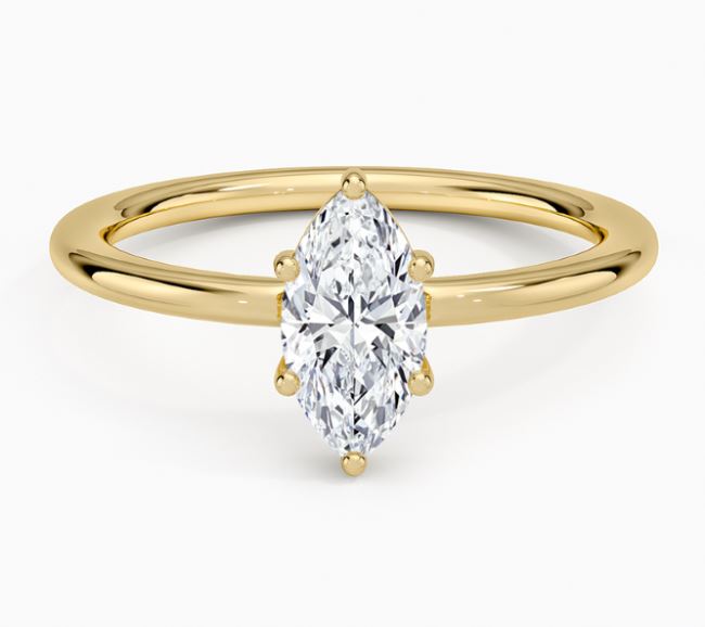 14K Yellow Gold Gabriel Engagement Ring Mounting Set With LAB GROWN 5.01ct VS1 F Marquise Diamond