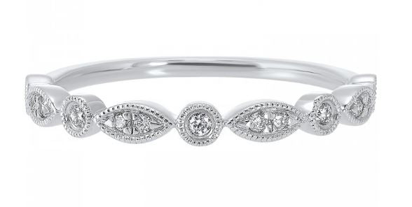 14K White Gold 0.10cttw Diamond Stackable Wedding Band