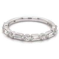 14K White Gold 0.50cttw VS2 G Round/Baguette Diamond Wedding Band by DFU