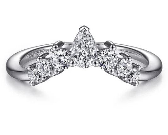 14K White Gold 0.49cttwSI G-H Curved Diamond Wedding Band by Gabriel