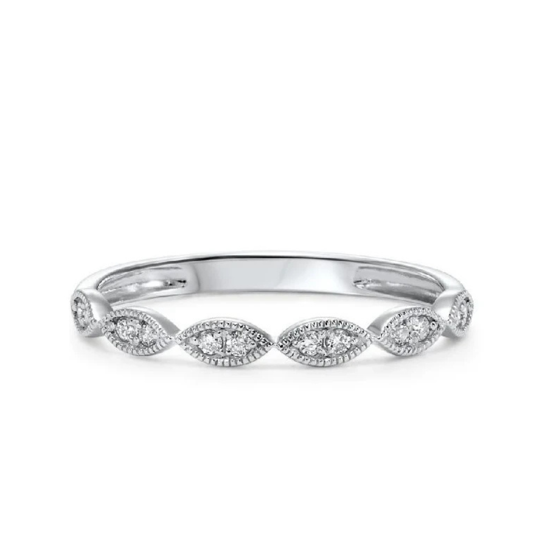 14K White Gold 0.10cttw Diamond Stackable Band