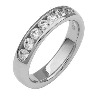 14K White Gold 0.11cttw HI I1 Diamond Channel Band Sz 6.5