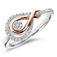 10K Rose Gold & Sterling Silver 0.17cttw Diamond Ring