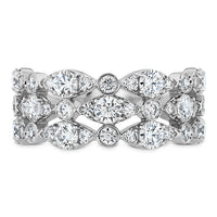 18K White Gold Bezel Regal Triple Diamond Ring by HOF