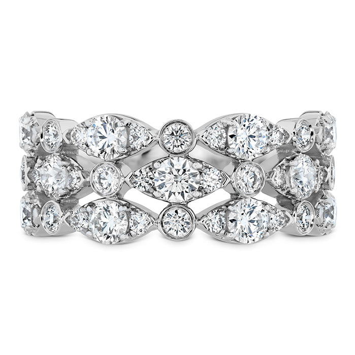 18K White Gold Bezel Regal Triple Diamond Ring by HOF