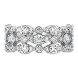 18K White Gold Bezel Regal Triple Diamond Ring by HOF