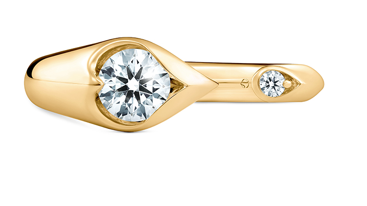 18K Yellow Gold 0.55cttw IJ VS Diamond LU Open Droplet Ring by HOF