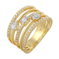 14K Yellow Gold 0.75cttw Multi Shape Diamond Ring