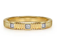 14K Yellow Gold Textured Diamond Ring by Gabriel & Co
