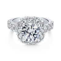 Ivory - Cushion Halo 2ct Round Diamond Engagement Ring