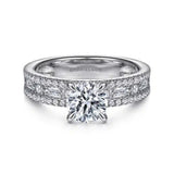 Uliana - 14K White Gold Baguette & Round Diamond Semi-Mount Ring