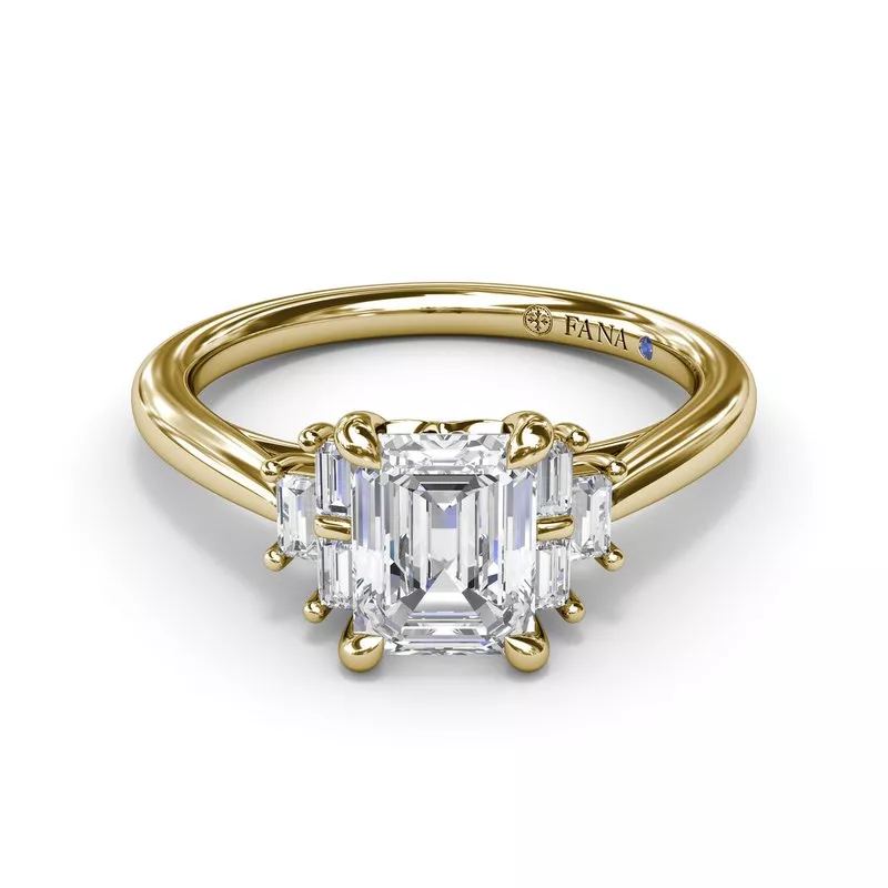 14K Yellow Gold Cluster Diamond Semi-Mount Ring